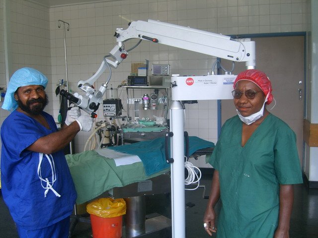 Operating microscope for ENT surgery, installed at Goroka General Hospital, Eastern Highlands Province